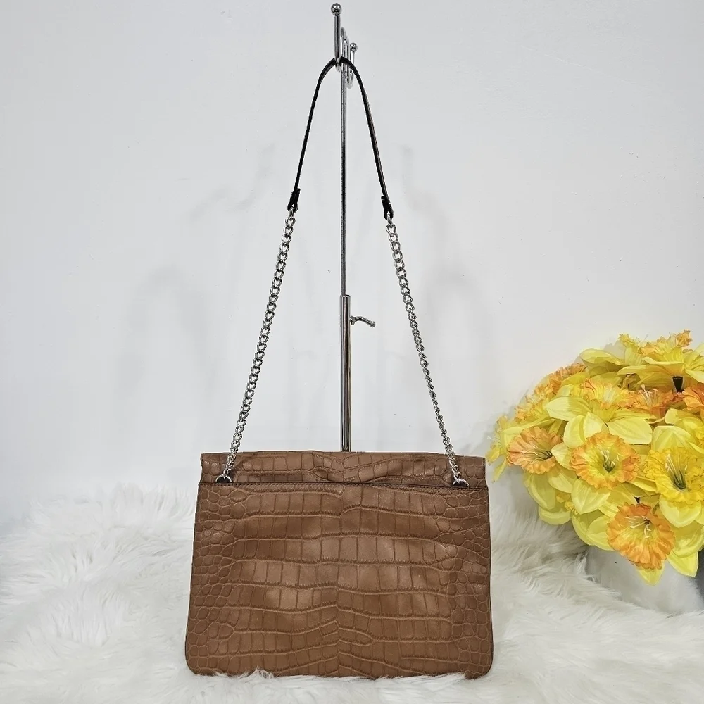 Michael kors brown Croc Embossed leather sloand shoulder bag - Picture 2 of 12